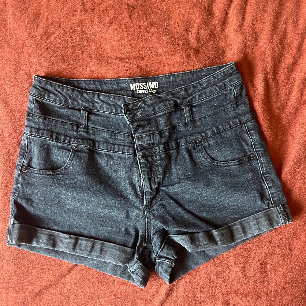 Dark wash denim shorts
